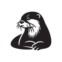 Otter's Glide: A Graceful Otter Vector Silhouette Celebrating Nature's Playful Spirit in Vector Form, Otter illustration, Otter Vector