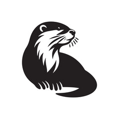 Otter's Glide: A Graceful Otter Vector Silhouette Celebrating Nature's Playful Spirit in Vector Form, Otter illustration, Otter Vector