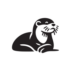 Otter's Glide: A Graceful Otter Vector Silhouette Celebrating Nature's Playful Spirit in Vector Form, Otter illustration, Otter Vector