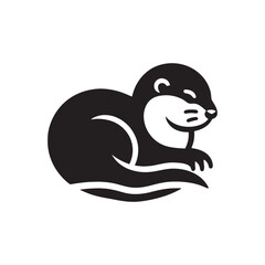 Otter's Glide: A Graceful Otter Vector Silhouette Celebrating Nature's Playful Spirit in Vector Form, Otter illustration, Otter Vector