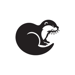 Otter's Glide: A Graceful Otter Vector Silhouette Celebrating Nature's Playful Spirit in Vector Form, Otter illustration, Otter Vector