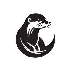 Otter's Glide: A Graceful Otter Vector Silhouette Celebrating Nature's Playful Spirit in Vector Form, Otter illustration, Otter Vector