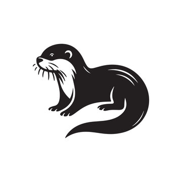 Otter's Glide: A Graceful Otter Vector Silhouette Celebrating Nature's Playful Spirit in Vector Form, Otter illustration, Otter Vector