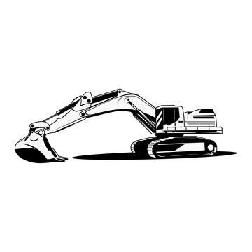 recommend clip art: Excavator vector silhouette,Black and white Excavator
