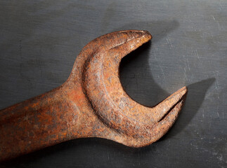 Macro of rusty wrench