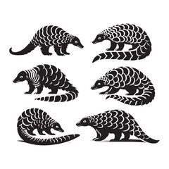 Pangolin Prowess: A Majestic Pangolin Vector Silhouette Capturing Nature's Resilience and Elegance in Vector Form.