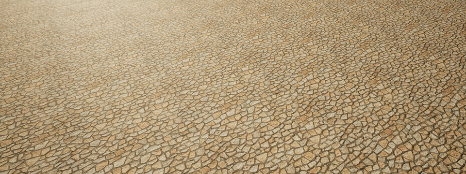 Concept or conceptual solid beige background of stone texture floor as a vintege pattern layout. A 3d illustration metaphor for construction, architecture, urban and interior design