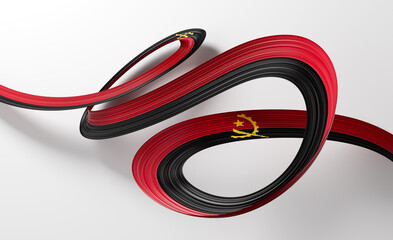 3d Flag Of Angola 3d Shiny Waving Ribbon Flag Isolated On White Background 3d Illustration