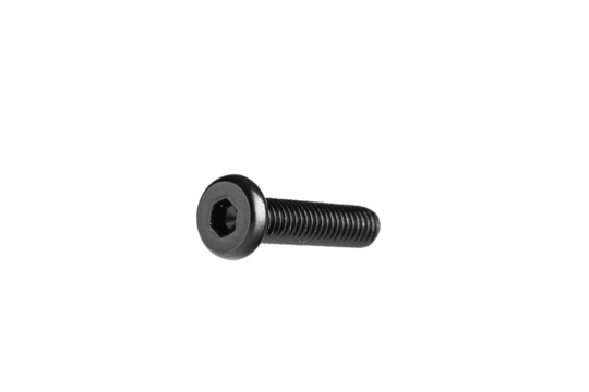 hex socket head screw in black color on isolated white background close up