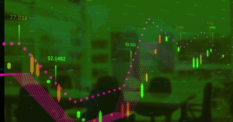 Image of data processing over cityscape