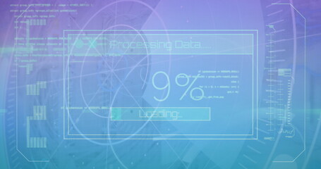 Image of data processing over server room