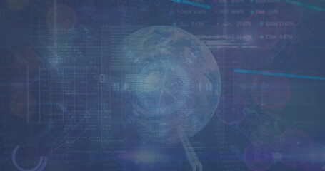 Image of data processing over globe