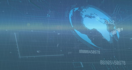 Image of data processing over globe