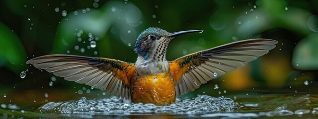 A Very beautiful hummingbird near the river