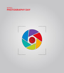 World Photography Day, Photography day creative, camera, lance, photographer, city, Design for social media banner, poster 3D Illustration.