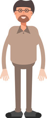 Beard Man Character Standing
