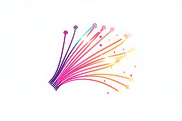 Obraz na płótnie Canvas Colorful Line Design Logo with Light Trails and Starfish