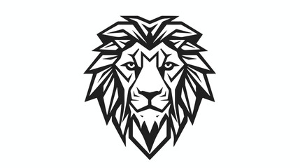 Line art head lion flat vector isolated on white background