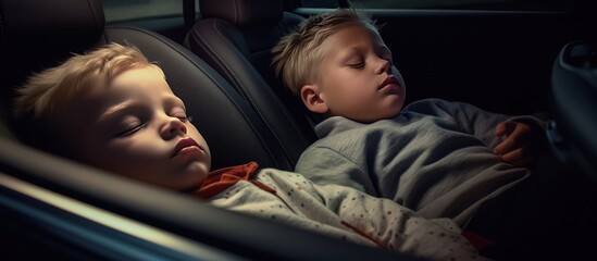 two boys sleeping soundly in car seats