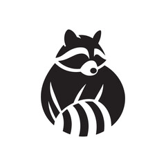 Raccoon Vector Silhouette: A Mysterious Silhouette Capturing the Essence of Raccoon Cunning in Vector Form. Black raccoon illustration.