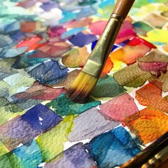 Obraz premium Abstract Rainbow Paint Swirls and Brush