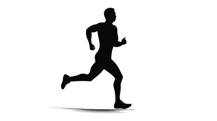Fototapeta na wymiar Male runner athlete running front view black silhouette