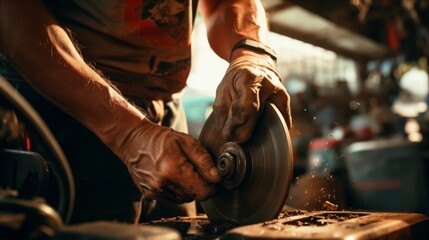 Experienced mechanic replacing brake pads on a vehicle as part of regular maintenance