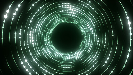 Obraz premium Abstract wireframe tunnel. Wormhole. 3D portal grid. Futuristic fantasy funnel. 3d rendering.