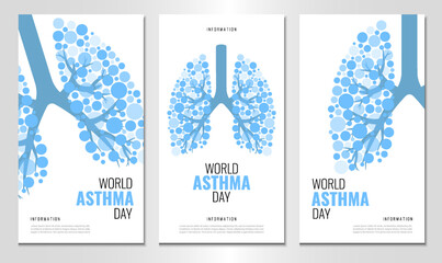 Vector Illustration of World Asthma Day. Awareness Day. Banner set.
 - obrazy, fototapety, plakaty