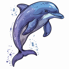 a drawing of a blue dolphin with the words dolphin on it
