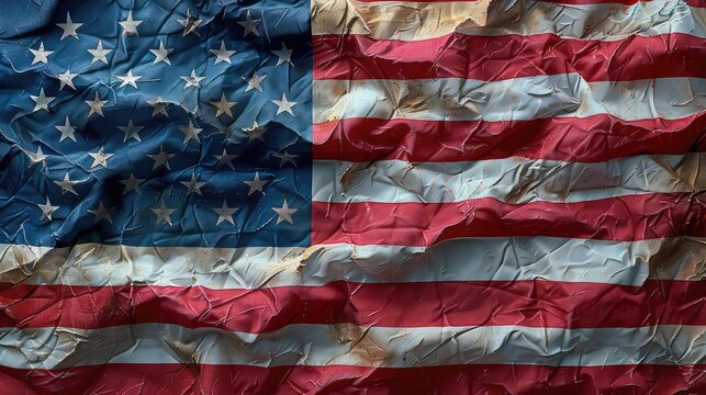 American flag crumpled paper background. Grunge crumpled American flag background. - Powered by Adobe