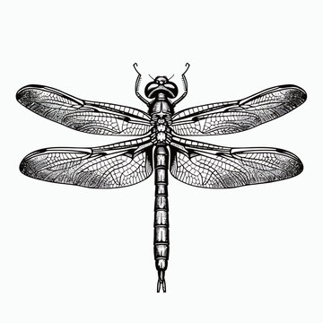 a drawing of a dragonfly with the word dragon on it