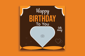 Birthday Social Media post, Birthday Template, Happy Birthday Template, Happy Birthday Design,