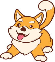 Obraz na płótnie Canvas Cartoon Shiba Inu dog with a playful stance and a joyful expression