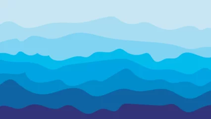 Rolgordijnen Blue color shades snow mountains, sea waves light blue, dark blue background minimal design background hills and tops can be used on website © Danish