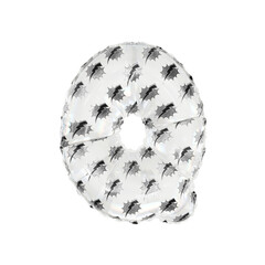 3D inflated balloon letter Q with white & black power lightning comic hero pattern glass surface