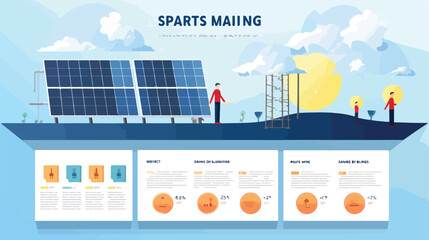 Saving electrical energy solar panels infographic