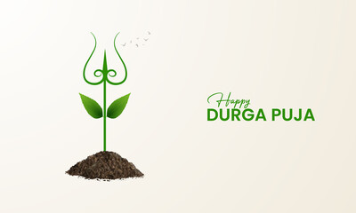 Fototapeta na wymiar Happy Druga Puja India Festival. Durga puja design for banner, poster 3D Illustration.