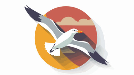 Seagull icon Vector flat long shadow design. 