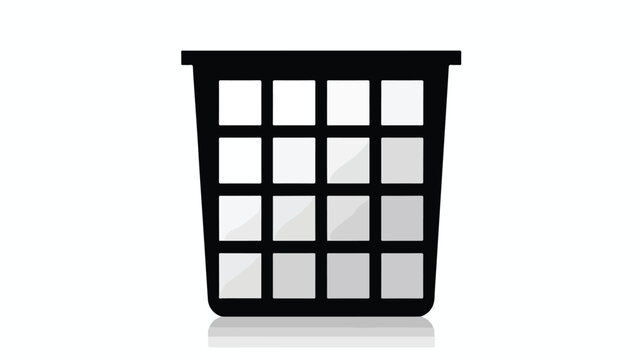 Sign garbage can black on a white background squares