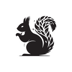 Squirrel Vector Silhouette: A Dynamic Silhouette Capturing the Agile Essence of the Squirrel in Vector Form. Squirrel black illustration.