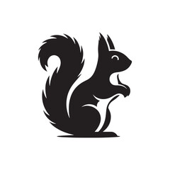 Squirrel Vector Silhouette: A Dynamic Silhouette Capturing the Agile Essence of the Squirrel in Vector Form. Squirrel black illustration.