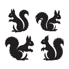 Squirrel Vector Silhouette: A Dynamic Silhouette Capturing the Agile Essence of the Squirrel in Vector Form. Squirrel black illustration.