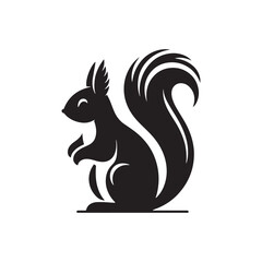 Squirrel Vector Silhouette: A Dynamic Silhouette Capturing the Agile Essence of the Squirrel in Vector Form. Squirrel black illustration.