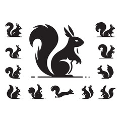 Squirrel Vector Silhouette: A Dynamic Silhouette Capturing the Agile Essence of the Squirrel in Vector Form. Squirrel black illustration.