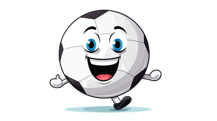 Soccer ball cartoon mascot isolated on white flat vector