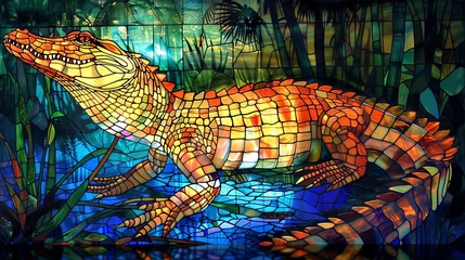 Keuken spatwand met foto crocodile Stained glass © Zain Graphics