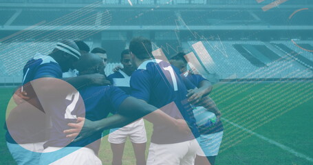 Image of statistics over rugby players