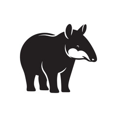 Tapir Vector Silhouette: A Majestic Silhouette Embodying the Grace and Strength of the Tapir in Vector Form, Black Tapir Illustration.