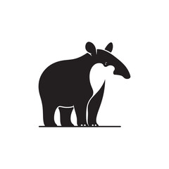 Tapir Vector Silhouette: A Majestic Silhouette Embodying the Grace and Strength of the Tapir in Vector Form, Black Tapir Illustration.